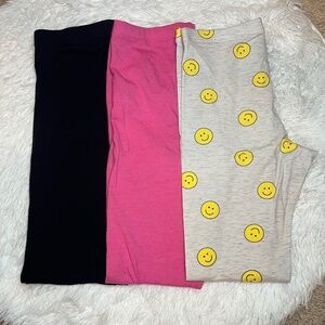 Girl's Old Navy Leggings | 3 Like New |  XL 14-16 Plus | Pink Smiley Face Black